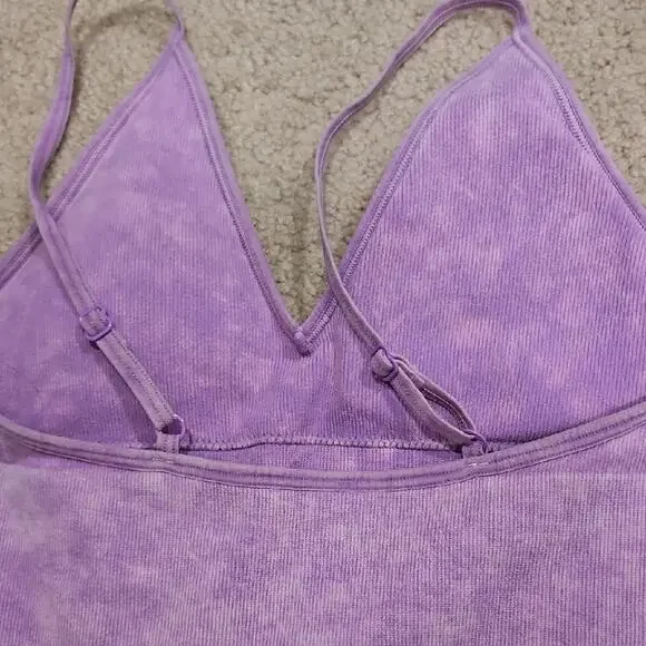 Zenana Padded V-Neck Bralette Cami – Lavender, Small - Picture 4 of 5